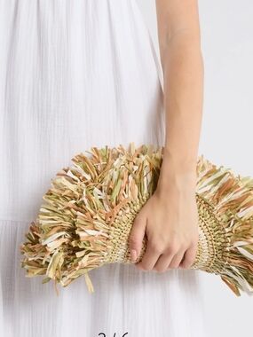 Sam Edelman Lily Straw Fringe Clutch -New, Multicolor